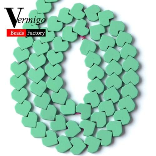 Wholesale 8mm Green Heart Shape Nanotech Rubber Hematite Stone Beads For Jewelry Making Spacer Loose Beads Diy Bracelets 15