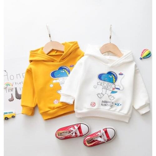 Autumn Fashion Baby Clothes Infant Cartoon Blouse Kid Hoodies Tops Boys Girls Cotton Leisure Sport Dinorsaur Hooded Sweatshirts