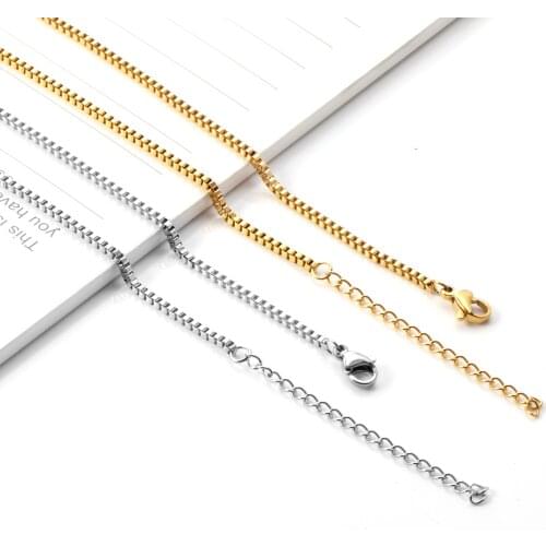 ASON Extender Necklace 10pcs/lots Gold Silver Color 45cm+5cm Box Chains Necklace Wholesale Accessories Party Gift Wedding