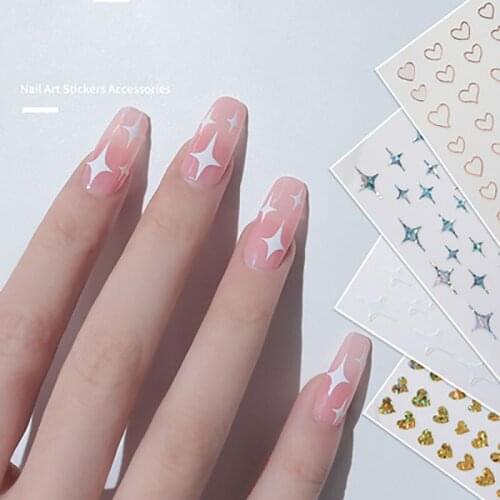 Hollow heart 3D Nail Sticker Self-Adhesive Slider Valentiness Day Love Shape Nail Art Decorations Stars Decals Manicure Accesso
