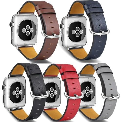 For Apple Watch Leather band strap series 6/5/4 40mm 44mm Sport Strap for Apple iwatch Series 3/2/1 42mm 38mmblack red brown