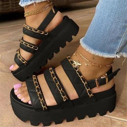 Plus Size 35-43 Brand New Summer Womens Sandals Platform Fashion Chain Wedges Heels Women Sandals Casual Beach Lady Shoes Woman
