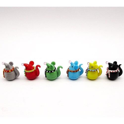 6pcs Handmade Murano glass mouse Figurines ornaments Christmas Home Fairy garden decor Miniature Animals glass Pets statues rat