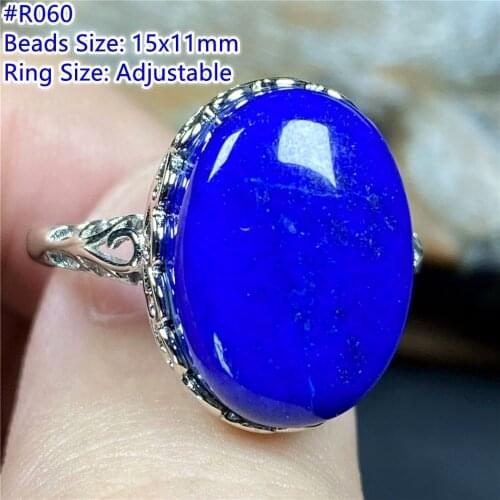 Top Natural Royal Blue Lapis Lazuli Ring Jewelry For Women Man Silver Lucky Love Luck Beads Wealth Stone Adjustable Ring AAAAA