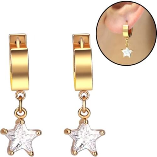 Woman fashion earring star pendant cool earrings cubic zirconia cute ear jewelry 1 pair