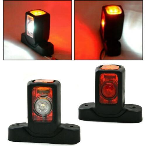2Pcs 4 LED Red White Amber Side Marker Light Lamp for Car Truck Trailer Lorry Caravan Van Outline Marker Side Lights 12V 24V
