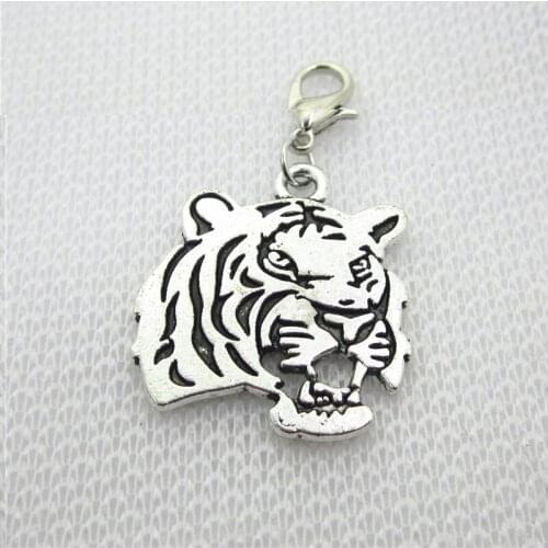 20pcs Tiger charm Dangle Charms lobster clasp charm DIY Bracelet Necklace Pendant Jewelry Hanging Charms