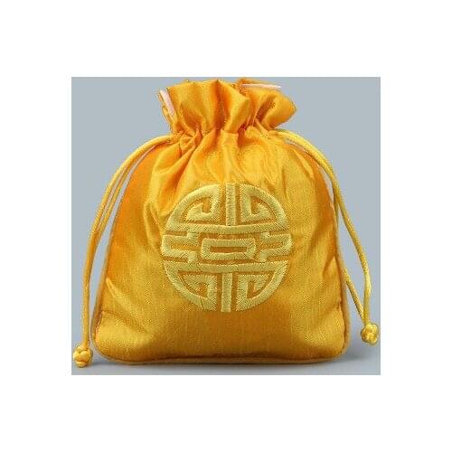 3pcs Small Chinese Embroidery Joyous Satin Gift Bag Sachet Drawstring Candy Spices Pouches Jewelry Packaging