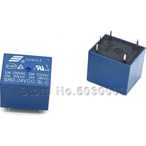 5pcs/lot New original relay SRD-24VDC-SL-C SRD-05V 12V T73 5 feet 250V 10A