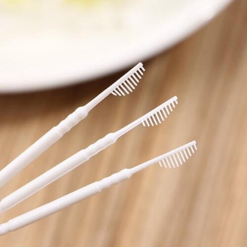 50pcs Portable Double Head Brush Tooth Picks Floss Pick Plastic Interdental Toothpick Brush Picks Oral Care