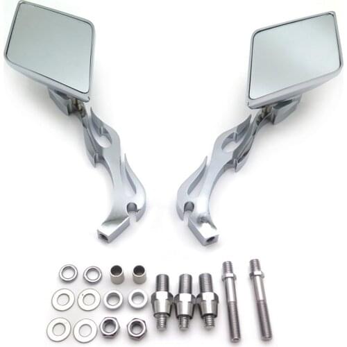 Afetermarket free shipping motorcycle parts Diamond Flame Stem Mirrors For Harley Davidson Or Metric Bike use 8mm or 10mm screw