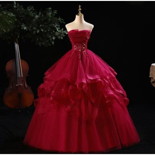 Strapless Vestidos Quinceanera Dress 2021 New Real Photo Party Dress Formal Prom Ball Gown Vintage Lace Quinceanera Dresses