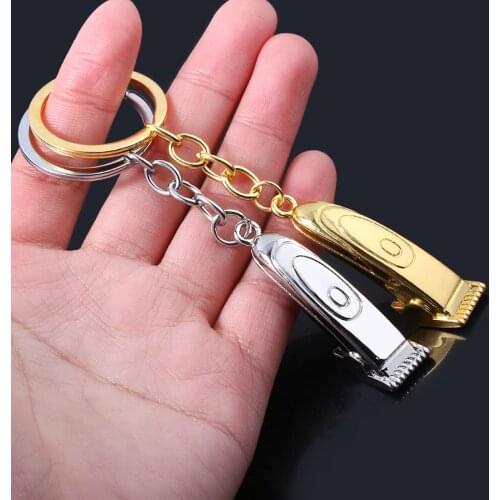 Barber Shop Shaver Razor Keychain Hair Dresser Tool Dryer Combs Scissors Stylist Pendants Keyring Hip Hop Barber Key Accessories