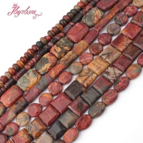 Natural Picasso Jaspers Oval Square Rectangle Multicolor Loose Stone Beads For Jewelry Making DIY Necklace Bracelet Earring 15"