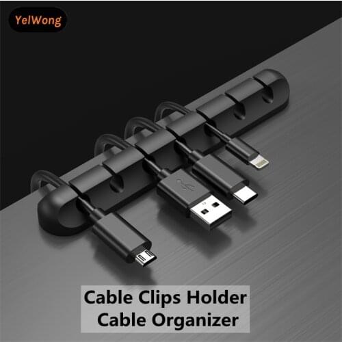 Cable Holder Silicone Cable Organizer USB Winder Desktop Tidy Management Clips Holder For Mouse Keyboard Earphone Headset