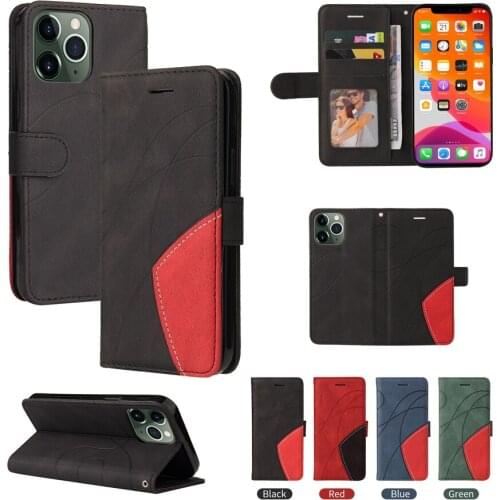 Two-color Stitching Wallet Style Flip Leather Case For iPhone 13 Pro Max 12 Pro Max 11 Pro Max SE2020 X XS XR XS Max 8/7/6S Plus
