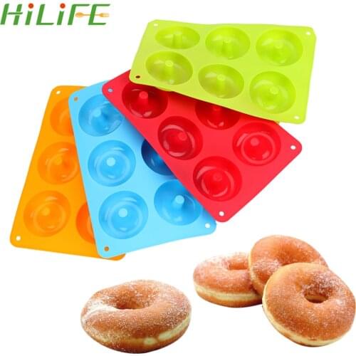 HILIFE 6-Cavity Donut Mold Chocolate Biscuit Cake Mould Reusable Silicone Baking Pan Non-Stick Candy 3D Molds