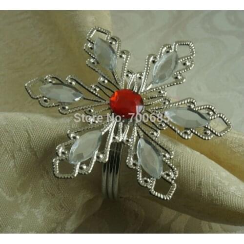 Red stone snowflake napkin ring, wedding,plastic decoration napkin holder
