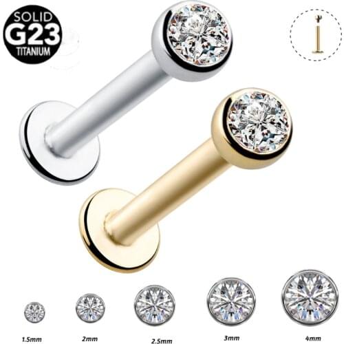 1Pc F136 Titanium 16G 1.5-4mm Cz Gem Tragus Lip Ring Monroe Ear Cartilage Earring Piercing Labret Tragus Cartilage Earring