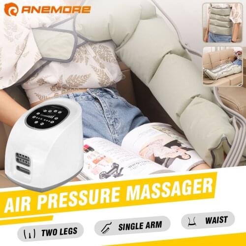 Air Chambers Leg Compression Massager Vibration Infrared Therapy Arm Waist Pneumatic Air Wraps Relax Pain Relief 3 Modes Grey