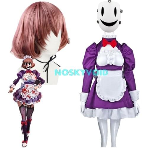 High-Rise Invasion Cosplay Costumes Maid Mask Woman Dresses Girls Maid Skirt Anime Wigs Halloween Horror Costume