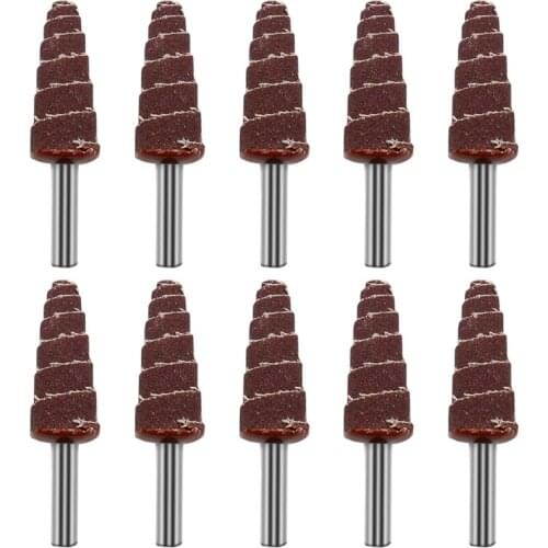 Maximum Diameter 1.18 inch Conical Sandpaper Wear-resisting Metal Material Grinding Head with Handle Abrasive Tools