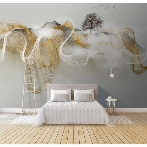 Milofi custom 3D wallpaper mural modern Zen light luxury abstract ink landscape background wall painting decorative painting wal