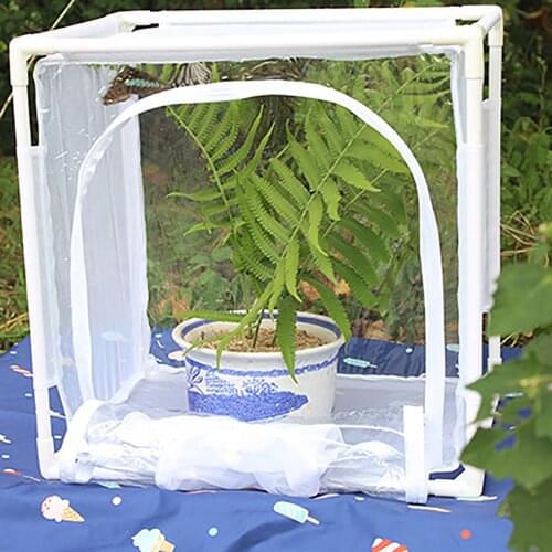 Multifunction Insect Cage PVC Plant Greenhouse Cage Net Cloth Butterfly Habitat Box Portable Plant Warm Cover Garden Supplies