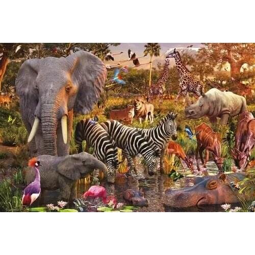 African Animal Elephant Zebra Cross Stitch Kits Top Quality Embroidery Needlework DIY Sewing kit 14CT Unprinted Decor Handmade