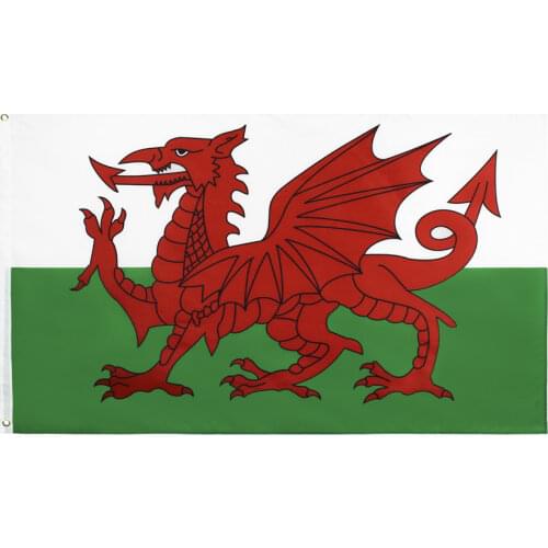 Outdoor 3x5 Feet Wales Flag Banners Double Stitched Polyester Flags with Brass Grommets Decorations for Parties and Festivals