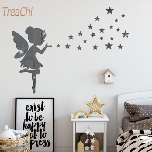 Wall Mirror Stickers Personalized Mirror Wall Paste Romantic Fairy Mirror Stereo Wall Paste Used for Bedroom Toilet Decoration
