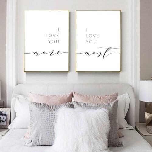 I Love You More I Love You Most Bedroom Wall Decor Romantic Quote Print Above Bed Couples Quotes Poster Art Canvas Painting