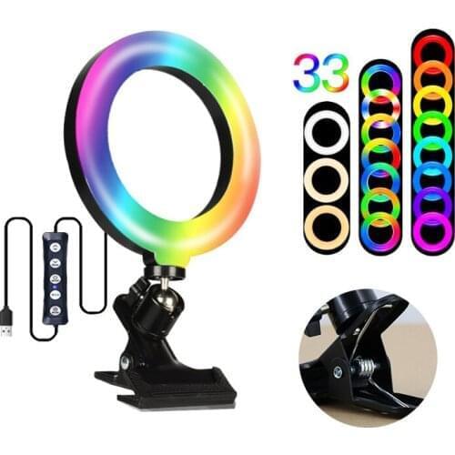 2021 New RGB 6 inch Fill Photography Lighting Phone Ringlight Phone Holder Lamp Desktop Live For TIKTOK Youtube Live