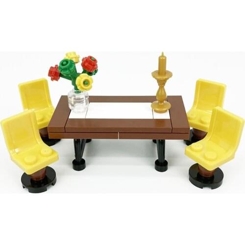 Dinner Table Living Room Compatible Major Brand Toys Building Block Classic Collections Assembled Brick Handmade Design