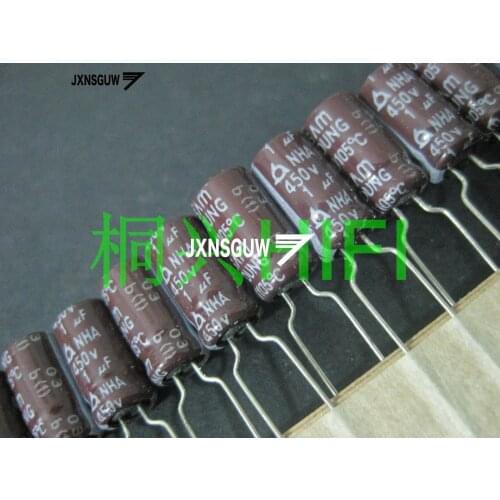 20PCS Original SAMYOUNG NHA 450V1UF 6.3X11MM Brown Aluminum electrolytic capacitors 1uF/450v 105 degrees 1UF 450V