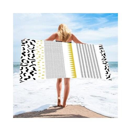 Quick Dry Microfiber Beach Towel For Swimming Surf Bath Gym Large Sports Swim Towels Black White Geometric Pattern Yoga Mat