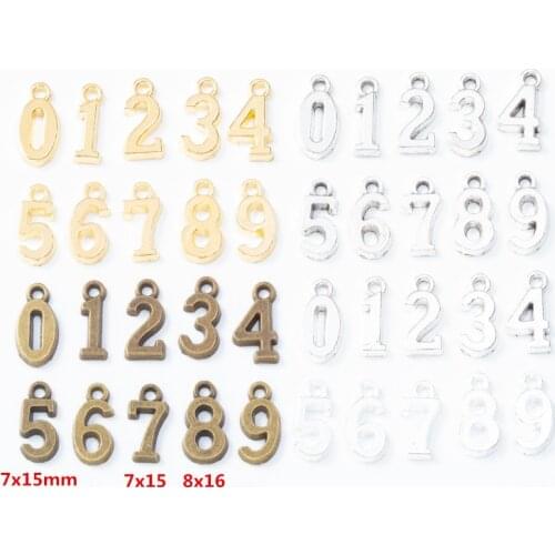 5 sets of 10 numbers alloy jewelry pendants bracelet necklace pendants DIY jewelry making 8291