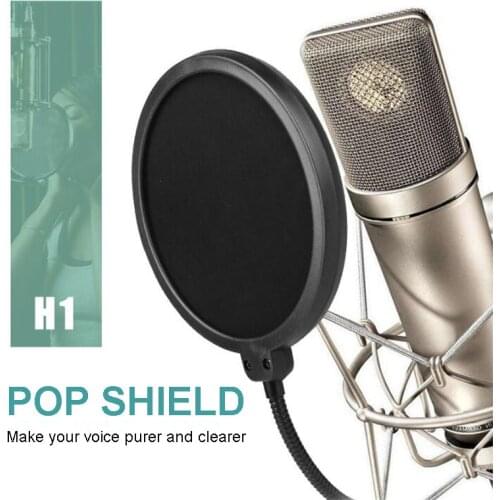 Professional Pop Shield Filter Screen Double Layer Windscreen Mesh Guard for Broadcast Recording Gooseneck Flexible H1 33045