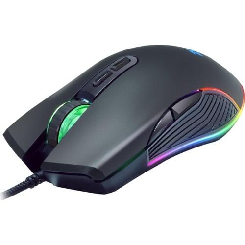 Wired Gaming Mouse: 3600 DPI Optical Sensor - RGB Lighting - 7 Programmable Buttons - Classic Black