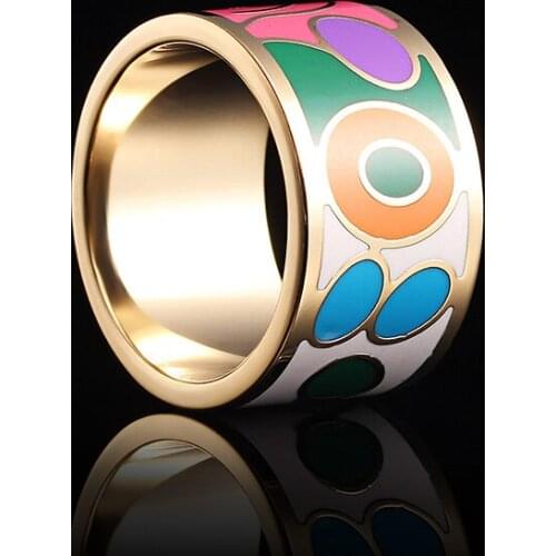 R&X New fashion jewelry enamel jewelry Colored enamel ring America and Europe pop stainless steel ring