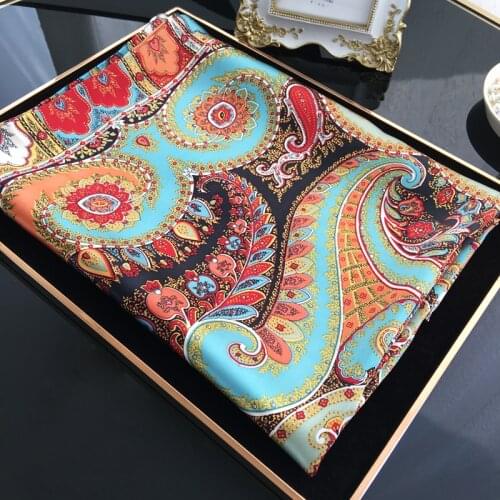 Vintage print 140 100 silk scarf 100% Mulberry-Silk Scarf 140 Hand Rolled edges Large Scarf Silk 140 Foulard Satin Femme