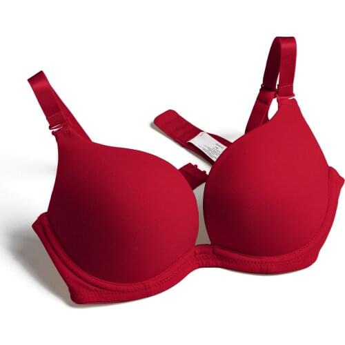 Vgplay Sexy Bra New Red Push Up Lingerie Convertible Straps Solid Plunge Underwear Transparent Straps Brassiere