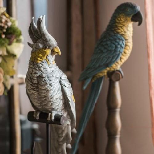 Blue Macaw Standing On A Stand Exquisite Resin Ornaments Decoration Wedding Gifts Lucky Christmas Gift Home Accessories Crafts