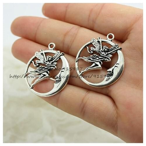 Sweet Bell (30 pieces/lot) 27*31mm Antique Metal Alloy moon Angel Charms Jewelry Charms Pendants D0810