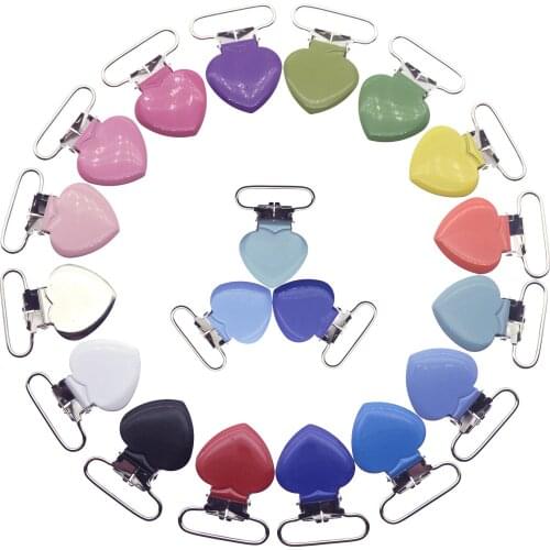 Sutoyuen 200 Pcs 25mm Heart Suspender Clips Wholesale Metal Garment Clips Baby Dummy Pacifier Chain Holder Clip Lead Free