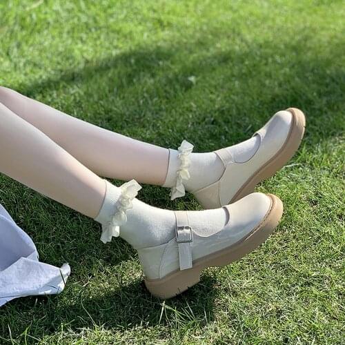 Women Japanned Leather Shoes Fashion Casual Flat Shoes Round Toe Buckle Platform Loafers Ladies JK Lolita Mary Jane Shoes