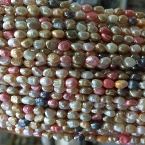 Jewelry Pearl Necklace new 5-6mm multicolor Freshwater Cultured Pearl Loose Beads 13" Free Shipping