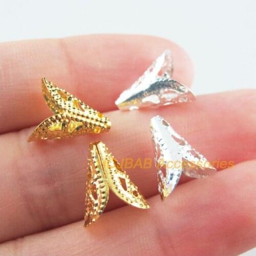 100Pcs Bugle Cone End Bead Caps Connectors 10x12mm Gold Silver Plated