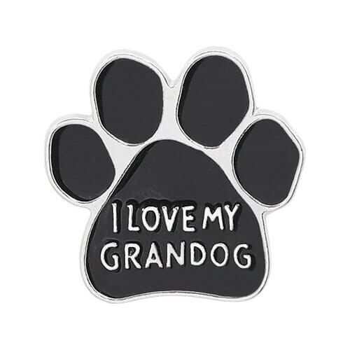 12PC I Love My Grandog Brooch Black Animal Pet Dog Paw Cat Claw Charm Brooch Badge Jewelry Women Men Love Valentines Day Gifts