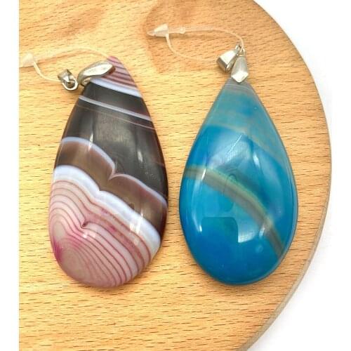 2pcs/pack Natural Agate Stone Pendants Water Drop Shape DIY for Making Necklaces Accessions 30x58mm Size 5 Colors for Choice